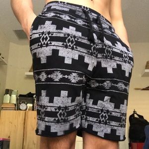 Black and Grey Pattern Men’s Shorts